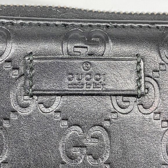 Gucci Long Wallet Guccissima 224246 Leather Black Silver Hardware Women's - Picture 4 of 10